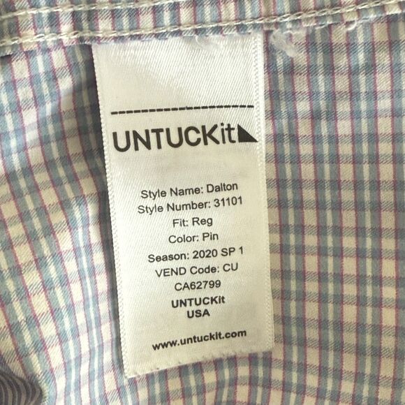 UNTUCKit Shirt Mens Medium Dalton Regular Fit Plaid Stretch Nylon Long Sleeve - Picture 9 of 11